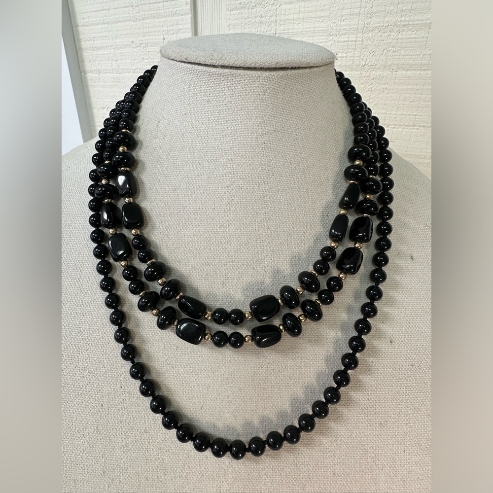 Vintage black bead necklaces